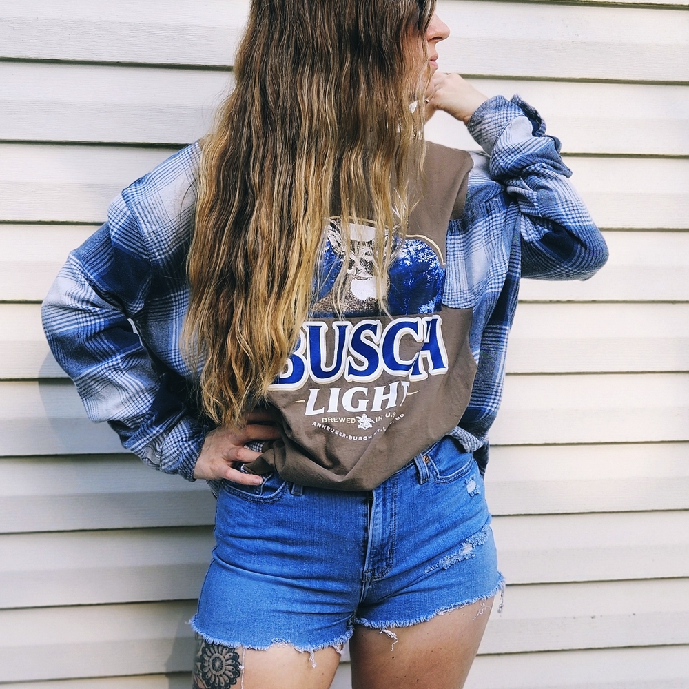 BUSCH LIGHT Upcycled Flannel Tee